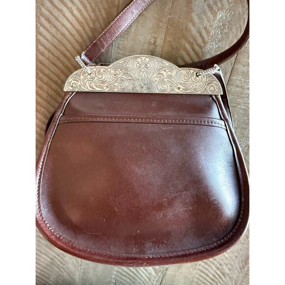 Brighton Leather Crossbody Bag Cowgirl Western Purse Bag Brown Silver Detail - Picture 12 of 12